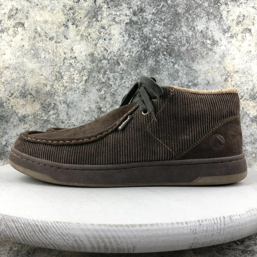 Airwalk Men's Size 13 Brown Corduroy Closed Toe Faux Sherpa Lined Chukka Boots